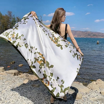 Beach Scarf Women Luxury Designer Tree Print Shawls Travel Long Foulard Female Sun Protection Wraps New YD0861