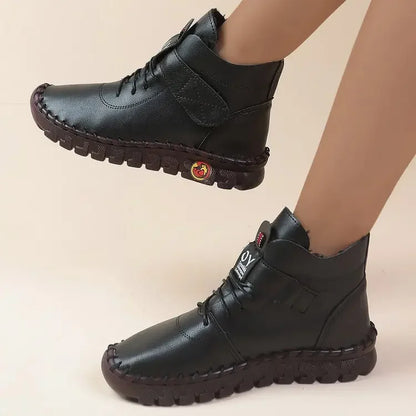 Ngouxm Winter Flat Boots Winter Female Shoes Soft Bottom Short Plush Mother Snow Botas De Invierno Para Mujer