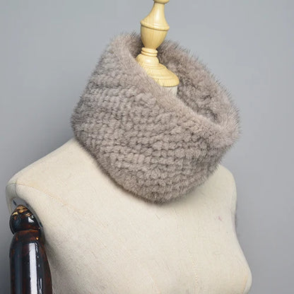 Winter Ring Scarf Women Real Fur Mink Warm Fashion Female Loop Mink Scarves 2026 For Women Knitted Ring Scarfs