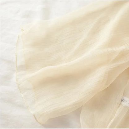 Casual Crinkle Women Cardigan Loose Chiffon Short Shawl See Through Transparent Thin Section Top Small Jacket
