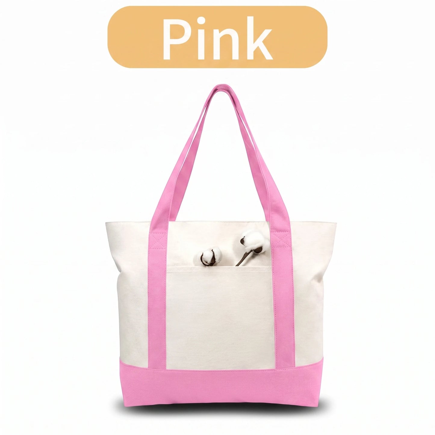 1/3/6PCS Heavy Duty Canvas Tote Bag with Front Pocket Blank DIY Reusable Grocery Shoulder Bag for Women Office School Beach