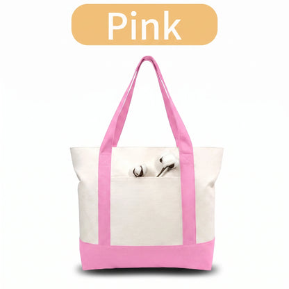 1/3/6PCS Heavy Duty Canvas Tote Bag with Front Pocket Blank DIY Reusable Grocery Shoulder Bag for Women Office School Beach