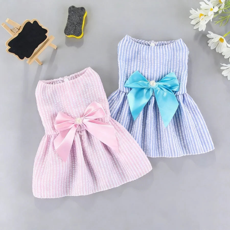 2pcs Pink & Yellow Bow-Knot Skirt For Pets In Spring/Summer For Small And Medium Sized Cats And Dogs Valentine's Day For Holiday
