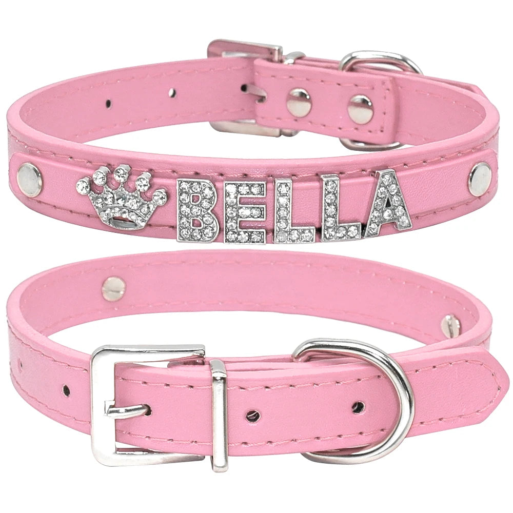 Personalized Small Dogs Chihuahua Collar Bling Rhinestone Dog Collars Free Custom Pet Dogs Cats Name Charms Pet Accessories