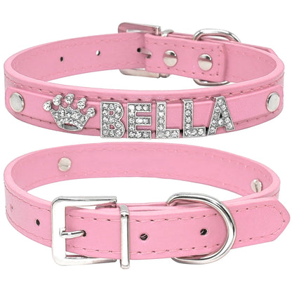 Personalized Small Dogs Chihuahua Collar Bling Rhinestone Dog Collars Free Custom Pet Dogs Cats Name Charms Pet Accessories