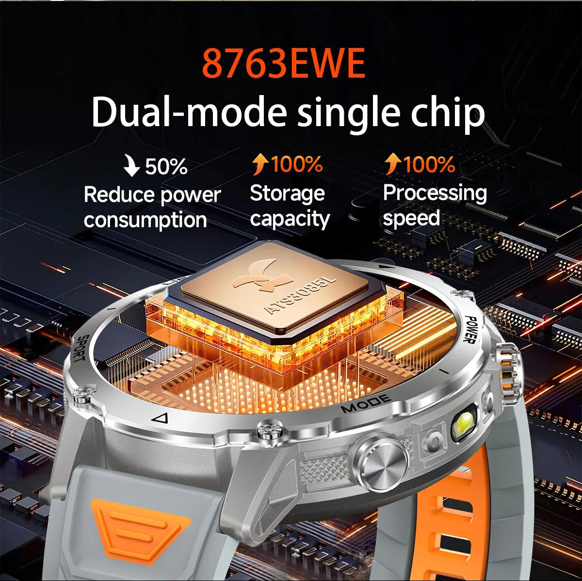 Brand+1400mAh Big Battery Smartwatch Men 1.7" AMOLED 200-Day Standby Swim Diving Waterproof GPS Military Tactical SOS 100 Sports