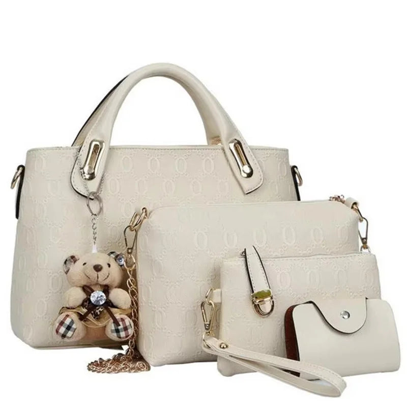 Multifunction 4pcs/Set Women Bag PU Leather Luxury Designer Bags Handbag Messenger Bag Shoulder Bag Wallet Bags Storage Bag