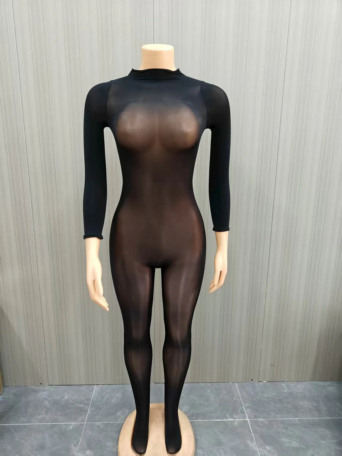 Kliou Sexy See Through Jumpsuits Woman o-Neck Full Sleeve Skinny Peach Buttocks Hot Girls Midnight Fashion Club Party Overalls