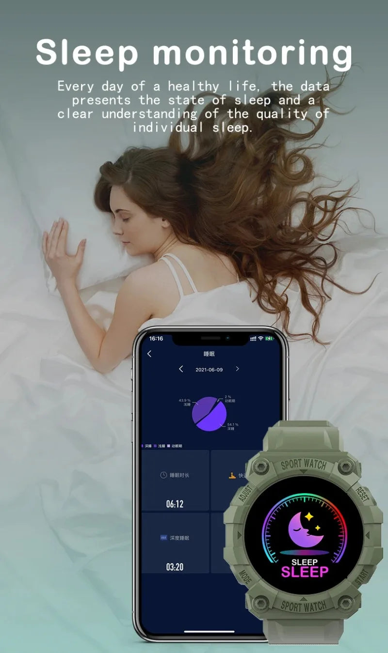 Black Smart Watch Sports Bluetooth Reminder With Color Screen Health Monitoring Fd68s Wearable Fitness Tracker