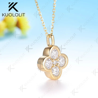 Kuololit 1.23CTW Moissanite Necklace for Women Solid 585 14K 10K Yellow Gold Necklace for Christmas Gifts Party Anniversary