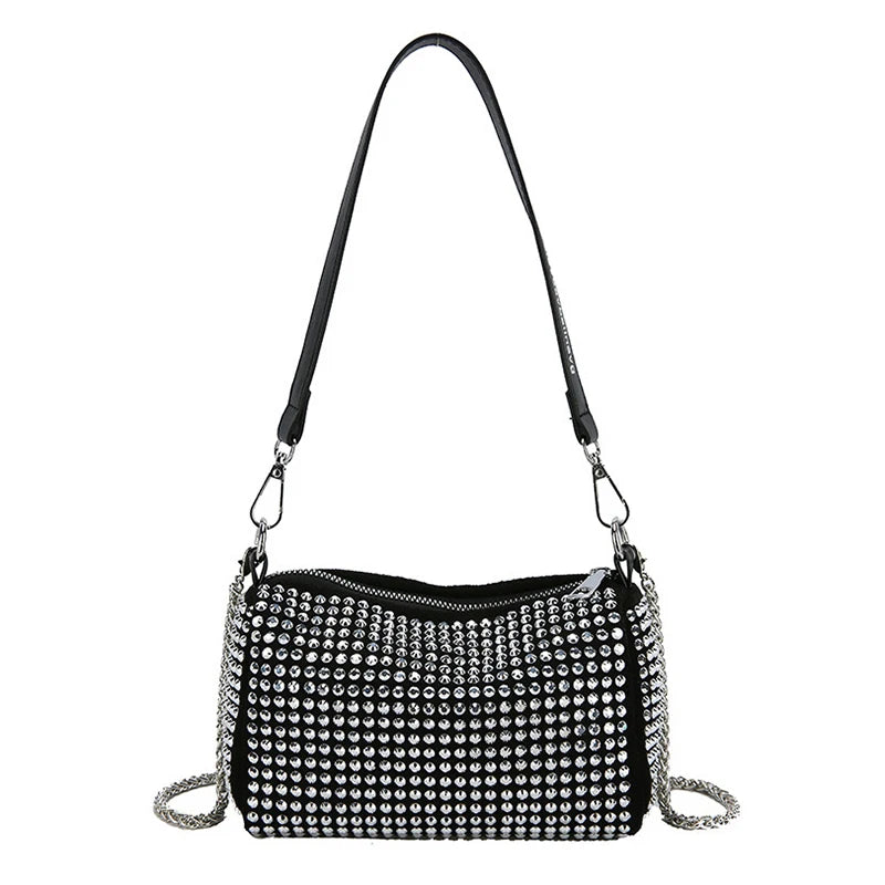Luxury Bright Rhinestone Shoulder Bag Ins Style Crossbody Bag Fashionable Versatile Handbag Armpit Bags For Women Girls Gift