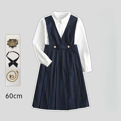 Versatile and Cute School Uniform Skirt JK Uniform Basic Spring Genuine Long Dress Japanese-style Pleated College Style Suit