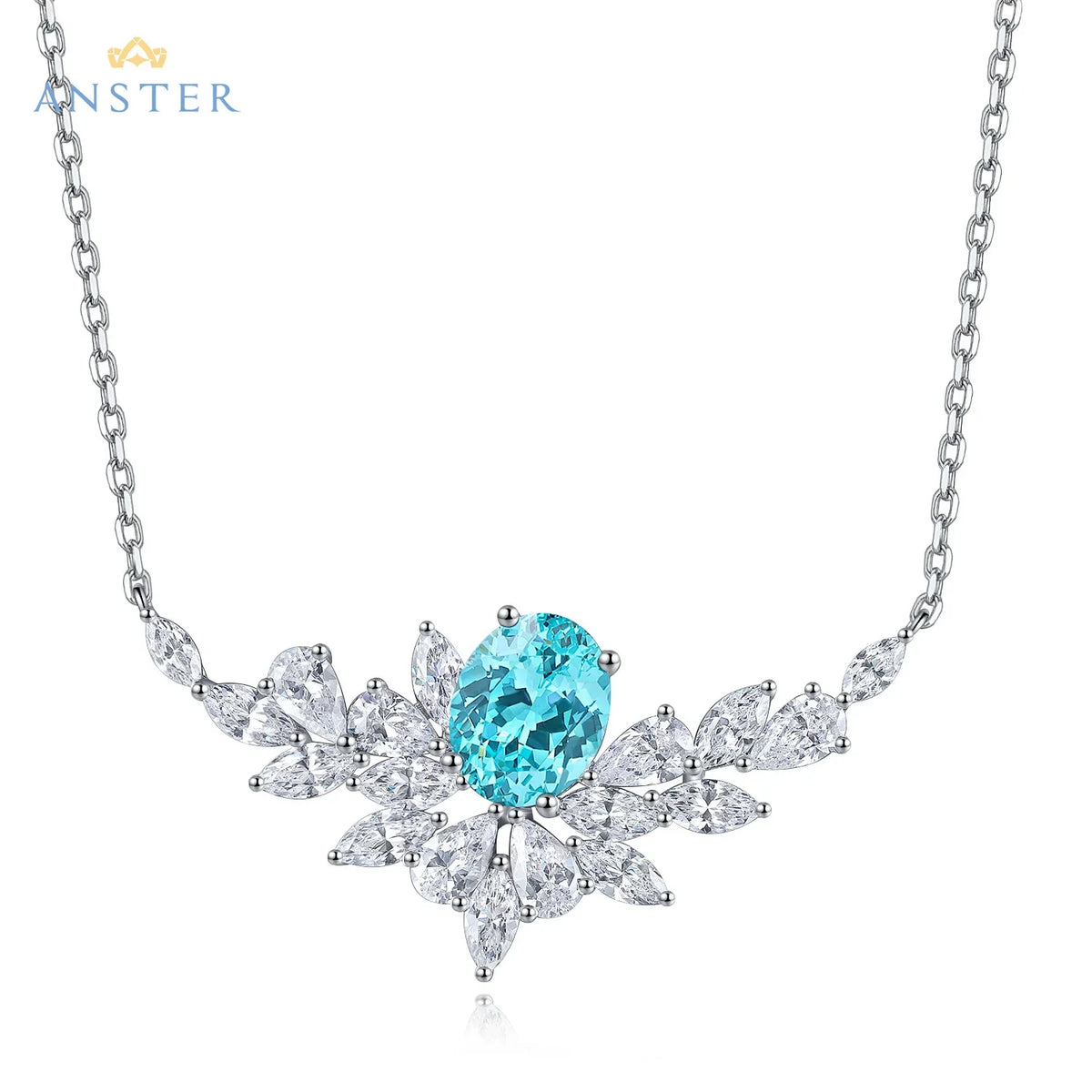 Women Diamonds Pendant Necklaces Charms 925 Silver Lab Paraiba Jewelry