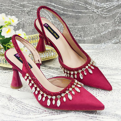 Designer Shoes Women's Luxury 2026 Elegant Crystal Women's Shoes Italian Women's Wedding Rhinestone Nigeria Party Wedding Pump