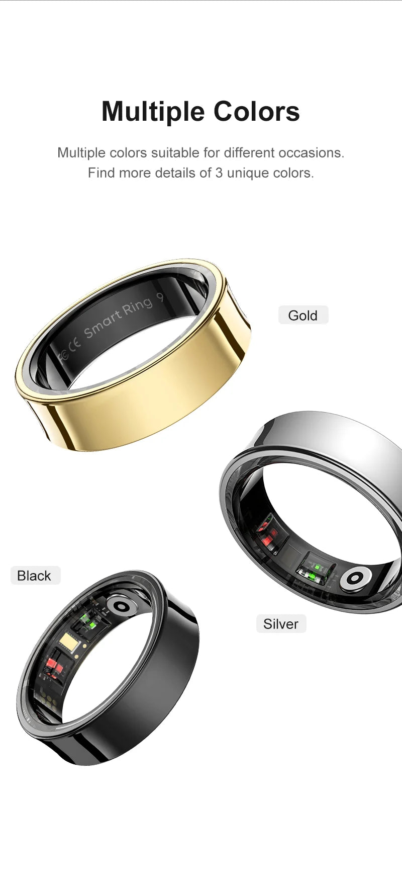 R09 Smart Ring Men Women with Charging Case Heart Rate Blood Oxygen 5ATM Waterproof SmartRing For Xiaomi Samsung Android IOS