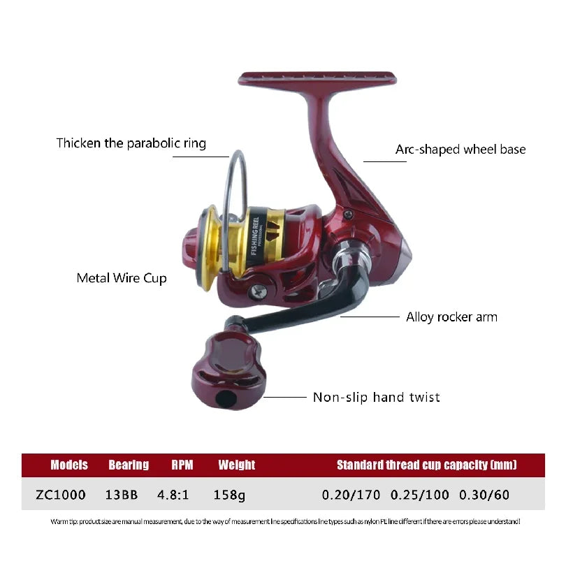 Fishing accessori149g Ultralight Spinning Reel 1000 Series 4.8:1 Ice Fishing Reel Metal Spool Folding Handle for Finesse Fishing