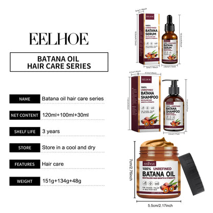 EELHOE Natural Batana Oil Deep Moisturizing Smooth Thick Hair Growth Shampoo and Conditioner for Damaged Hair Keratin Treatment