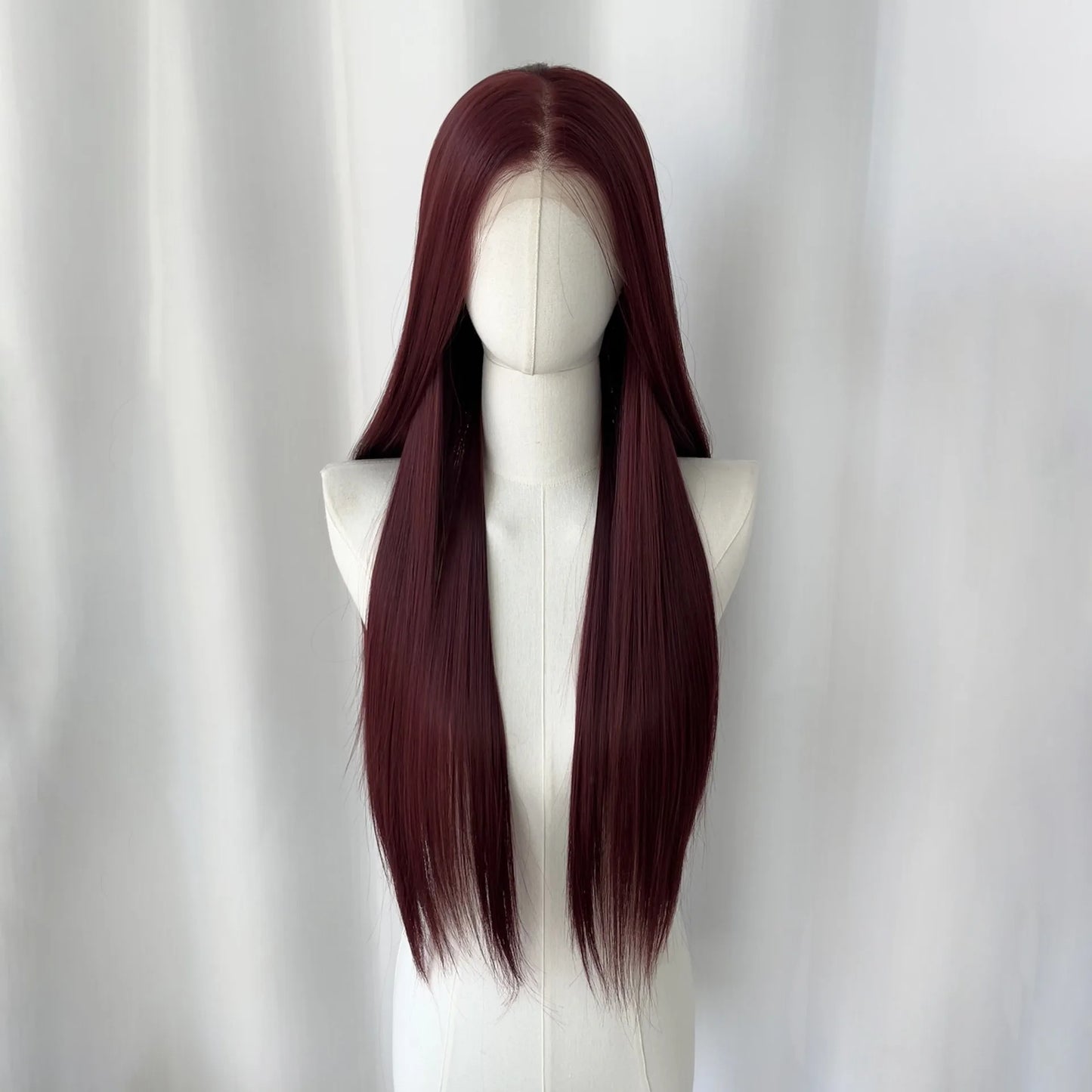 Wine Red Lace Front Wig Anime Cosplay Wig 28inch Long Straight Synthetic 13x4 Lace Front Wig Lolita High Quality Fibers Wigs