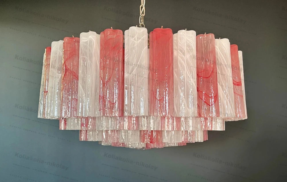 The Pink Love Glass Art Round 50-100cm Dimmable LED Chandelier Hanging Lamps Lustre Suspension Luminaire Lampen For Living Room