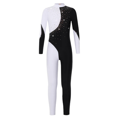 Kids Girls Long Sleeve Gymnastics Leotard Bodysuit Teens Gymnastics Jumpsuit for Girl Children Ballet Dance Costume Dancewear