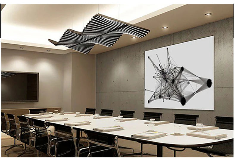 Modern LED Ceiling Chandelier Lights Nordic Luxury Pendant Lights for Living Dining Room Fish Bone Design Dimmable Hanging Lamp