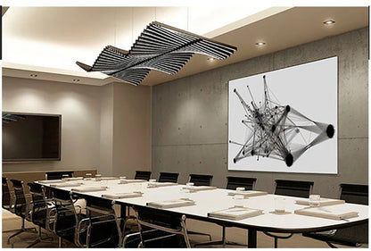 Modern LED Ceiling Chandelier Lights Nordic Luxury Pendant Lights for Living Dining Room Fish Bone Design Dimmable Hanging Lamp