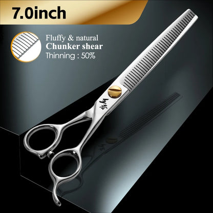 Fenice King Series VG10 Steel 7/7.5/8 Inch Professional Pet Dogs Grooming Scissors Straight Curved Thinnier Chunker Shears Tools