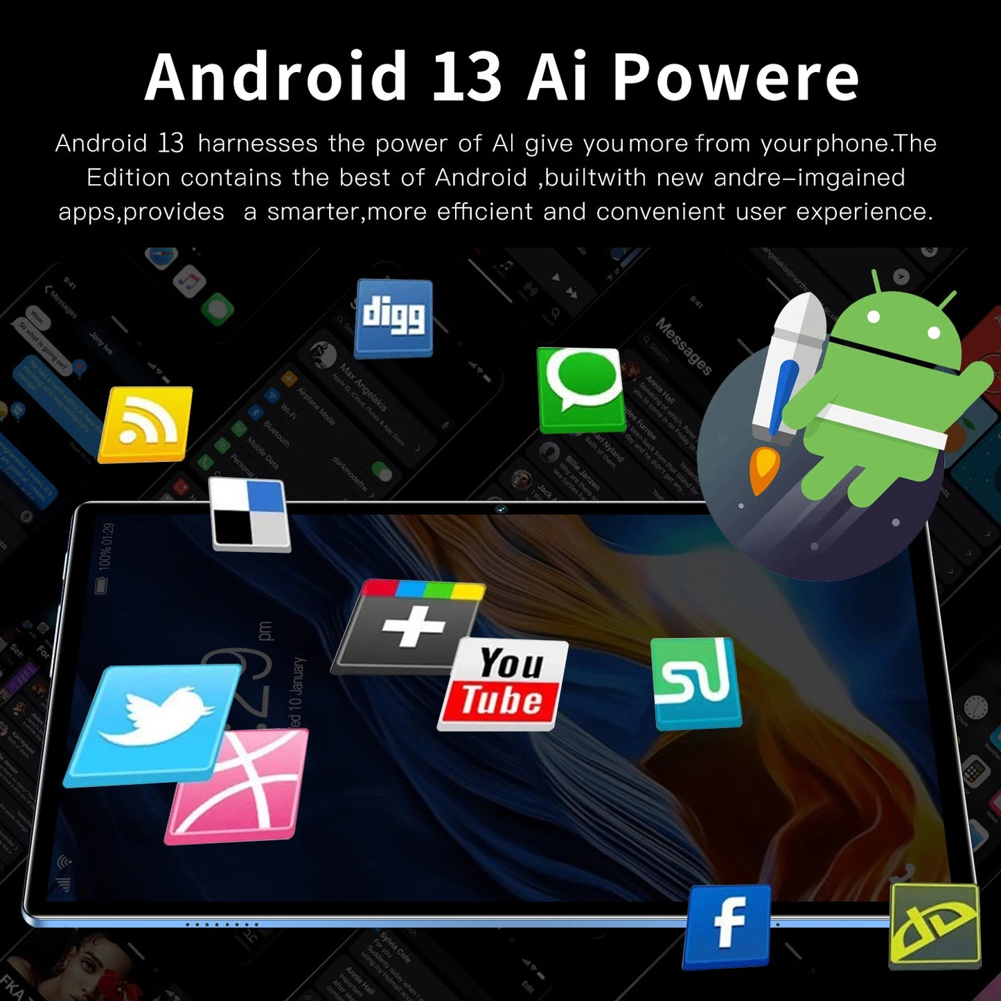 New 10.1 Inch Tablets Octa Core 3G Phone Call Dual SIM Dual Cameras 4+64GB Android 13 Google Play WiFi Bluetooth Global Version