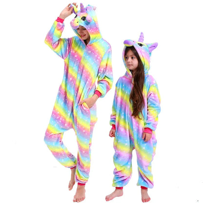 Kigurumi Unicorn Cartoon Onesies Kids Children Animal Pajamas Jumpsuits Women Men Sleepwear Onepiece Anime Cosplay Costumes
