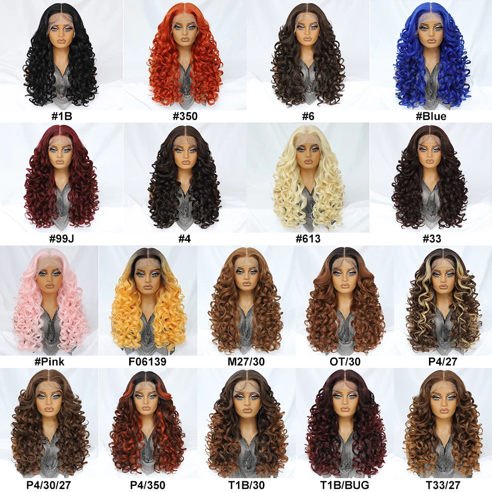 Latisha 13X6 HD 13X5X1 Synthetic Lace Front Wigs Curly Pre Plucked Lace Frontal Wig with Bangs for Women Highlight with Babyhair