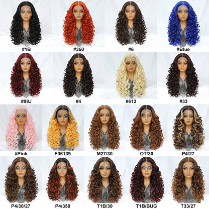 Latisha 13X6 HD 13X5X1 Synthetic Lace Front Wigs Curly Pre Plucked Lace Frontal Wig with Bangs for Women Highlight with Babyhair