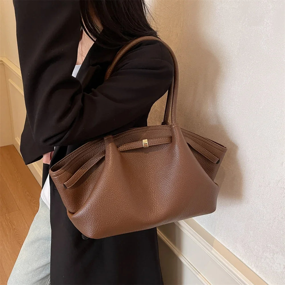 2026 New Lychee Pattern Underarm Shoulder Bags For Women Soft PU Leather Large Capacity Mini Tote Bag Luxury Designer Handbags
