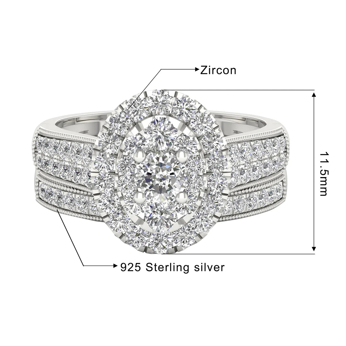 Luxury Fancy Engagement Moissanite Rings 2 Piece Solid Sterling Silver 925 Wedding Jewelry For Woman Diamond Girl Gift Certified