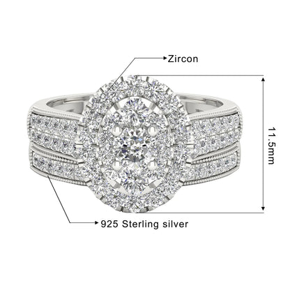 Luxury Fancy Engagement Moissanite Rings 2 Piece Solid Sterling Silver 925 Wedding Jewelry For Woman Diamond Girl Gift Certified