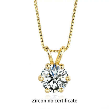 TY 1ct Moissanite Pendant Necklaces S925 Sterling Silver Solitaire Necklace Chains For Women Fine Jewellry Gifts