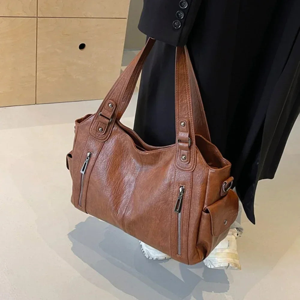 Soft Interior Compartment Shoulder Bags 2026 High Quality Contrasting Colors Bags for Women Fashion Zipper Pu Women's Handbags