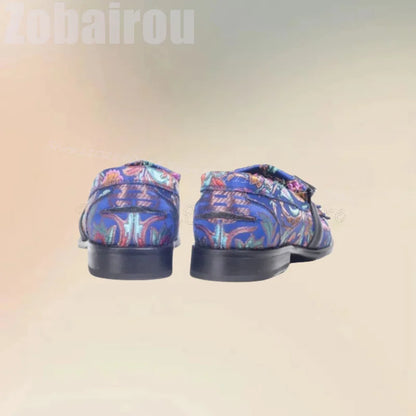Colorful Floral Print Court Style Tassels Loafers Fashion Slip On Men Shoes Luxury Handmade Party Banquet Dating Men Dress Shoes