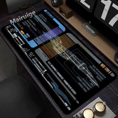 Starship Blueprint Pad Desk Pad Mouse Pad Gamer Computer Cabinet Star Trek Game Office Accessories Keyboard Anime Extended Large