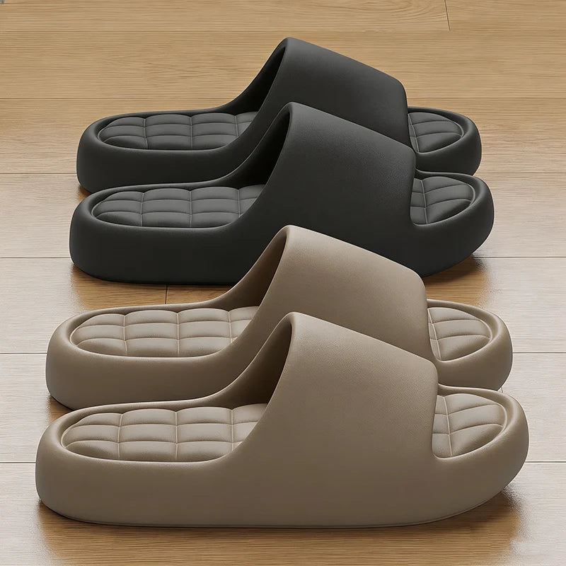 Men's Thick Platform Slippers EVA Soft Sole Pillow Slides Summer Beach Flip Flops Women Non Slip Bathroom Couple Home Slippers