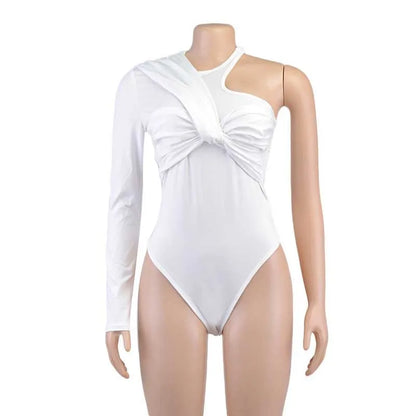 2025 Slim Club Party Bodysuits High Waist Irregular Bodysuit Sexy Backless Twist Streetwear One Shoulder Long Sleeve Tops 19493