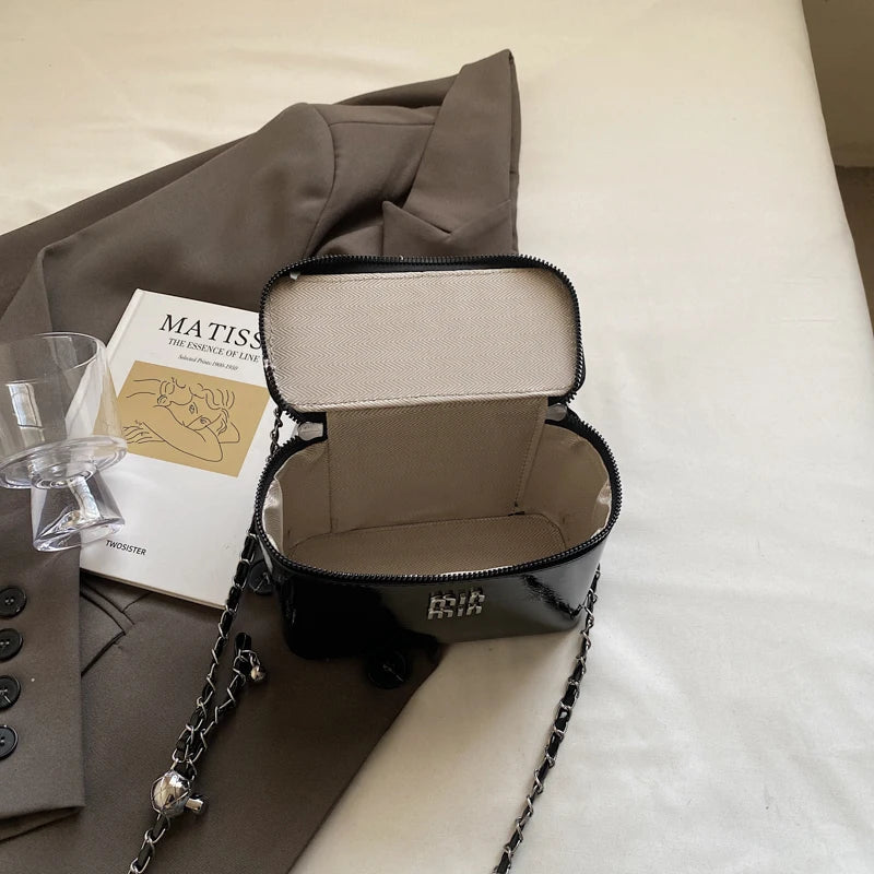 Women Square Handbags 2025 Spring Fashion Chains Crossbody Bags Soft PU Shoulder Bag Ladies Elegant Chic Mini Mobile Phone Bags