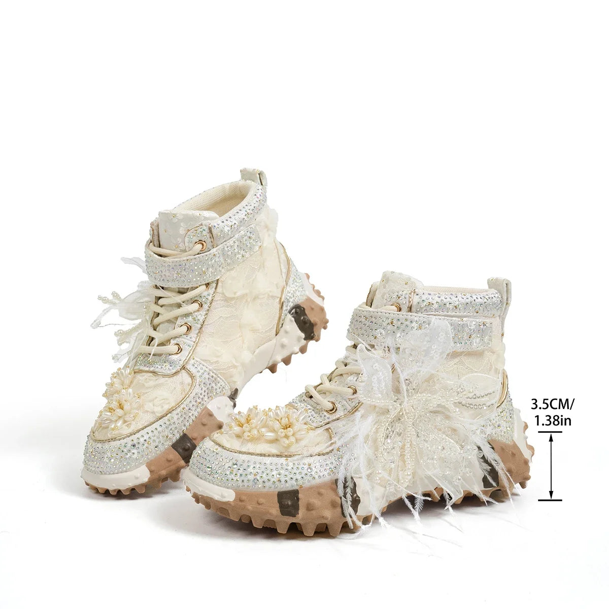 Womens Luxury High-top Sneakers Fashion Designer Rhinestone Ladies Shoes Outdoor Platform Female Anti Slip Sports Running Shoes