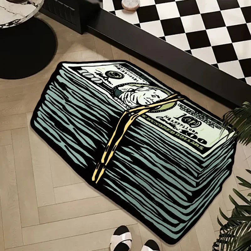 VIKAMA Fashion Print Dollar Mat Insulating, Warm, Non-Slip Entrance Hallway Doormat Bathroom Toilet Rug Home Decor