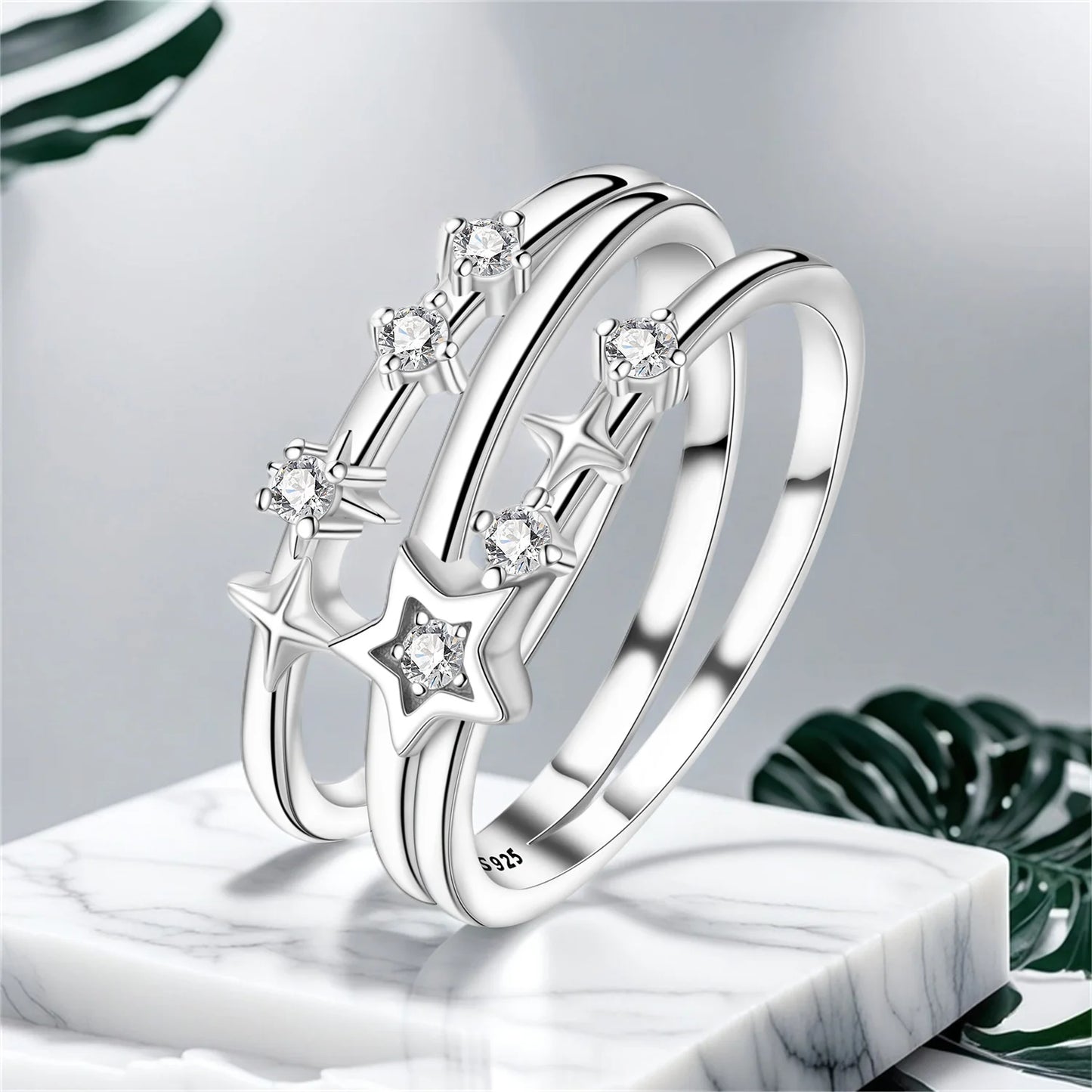 925 Sterling Silver Three-Ring Stackable Ring for Women Simple Fashion Design Fine Jewelry Perfect for Birthday Party Gift 2026