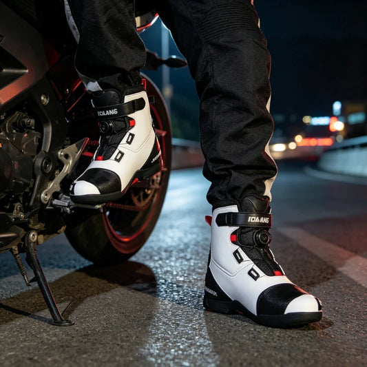 2027 New Motorcycle Boots Man Leather Motos Riders Protective Boots Waterproof Non-slip Motocross Mountain Racing Shoes