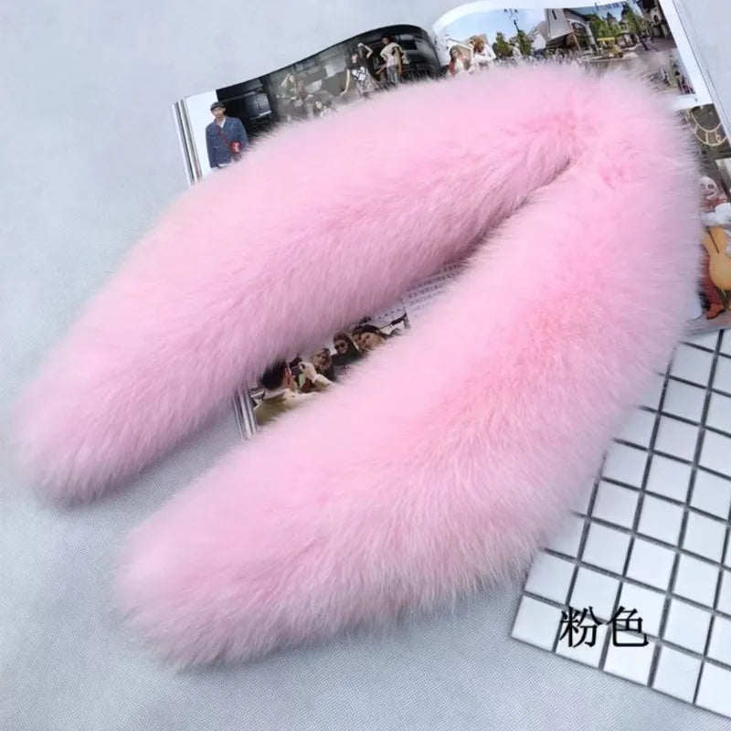 Fox Fur Collar 100% Real Fox Fur Scarf Winter Women Natural Fur Gray Collar Large Size Neck Warmer Fur Scarf Shawls
