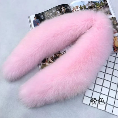 Fox Fur Collar 100% Real Fox Fur Scarf Winter Women Natural Fur Gray Collar Large Size Neck Warmer Fur Scarf Shawls