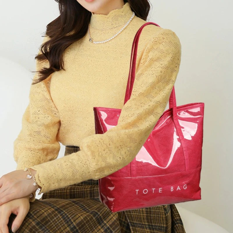 Fashion Large Capacity Tyvek Tote Bag, Waterproof Letter Print Shoulder Bags for Women Daily Shopping, Commuter Versatile Bag