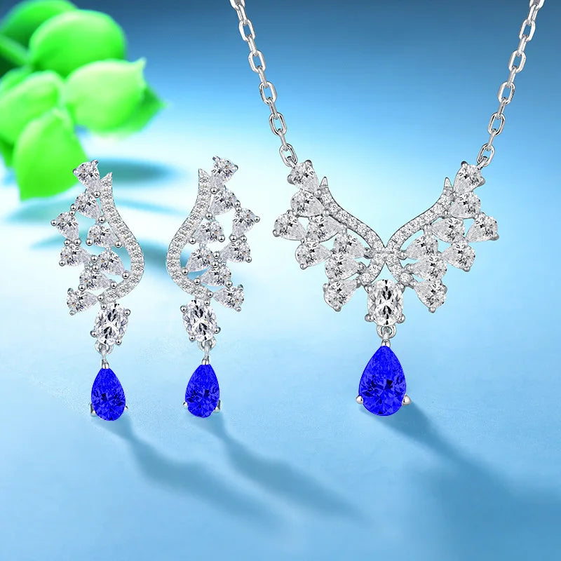 S925 Sterling Silver Necklace Moissanite Necklace Sweet Water Drop Zircon Pendant Necklace Female