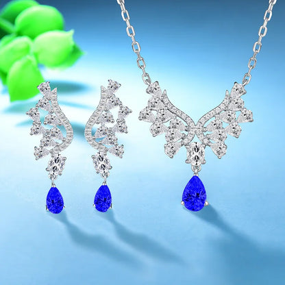 S925 Sterling Silver Necklace Moissanite Necklace Sweet Water Drop Zircon Pendant Necklace Female